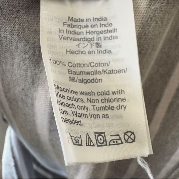 J. Crew Striped Gray White Casual Ruffle sleeves Shirt Dress, Size L - Picture 7 of 8